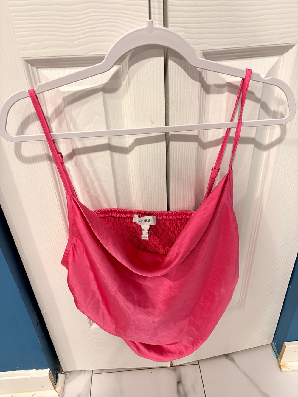 Forever 21+ Hot Pink Satin Cowl Neck Cami Top 1X